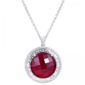 Wedding Jewelry red garnet ruby necklace women crystal pendant