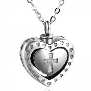 Cremation necklaces 925 sterling silver memory heart cross pendant cremation necklace for ashes