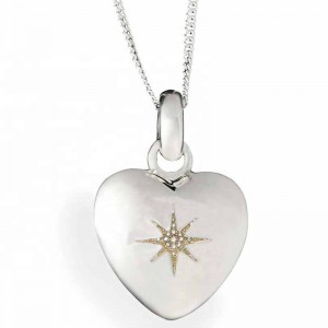 Cremation necklaces 925 sterling silver heart pendant cubic zirconia pendant necklace star heart pendant