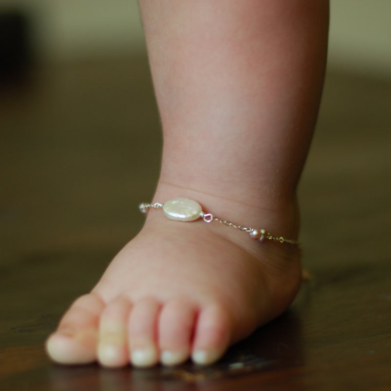 Baby jewelry baby gift baby foot chain 925 sterling silver baby ankle bracelet birthstone