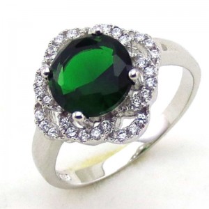 Women engagement rings cubic zirconia rings synthetic emerald rings