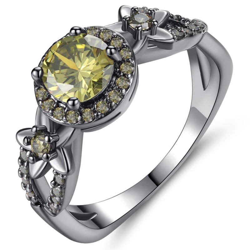 Black gold rings women rings amethyst yellow ruby garnet rings 925 sterling silver platinum white gold rings birthstone jewelry