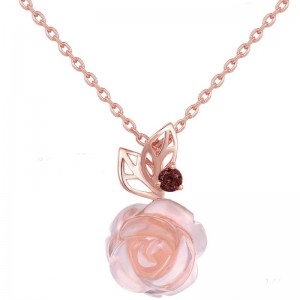 Rose gold rose pendant gemstone necklace women necklace 925 STERLING SILVER 2020