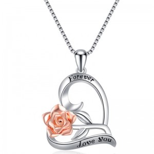 925 sterling silver rose heart pendant statement necklace personalised engraved necklace 2020 design