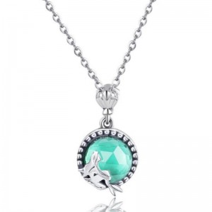 Mermaid pendant 925 sterling silver necklace for women gemstone birthstone necklace
