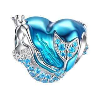 Mermaid marine pendant 925 sterling silver sapphire heart pendant for women