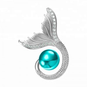Mermaid gemstone pendant ocean blue necklace 925 sterling silver